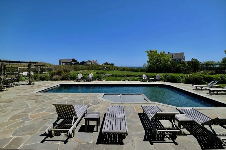Nantucket luxury estate pool and lounge area