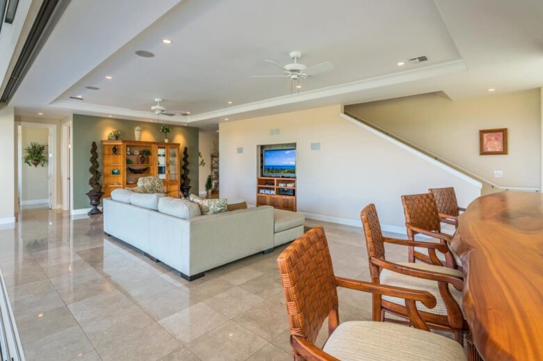 Lower level living room with bar