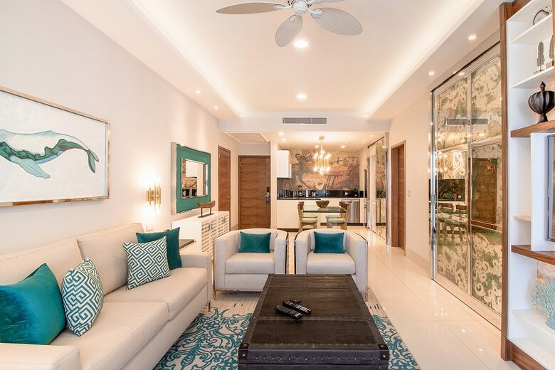 Home exchange in Los Cabos at Garza Blanca Resort, living room