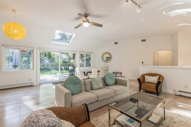 Home Exchange in Sag Harbor, NY living room with cozy seating