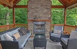 Outdoor lounge and fireplace