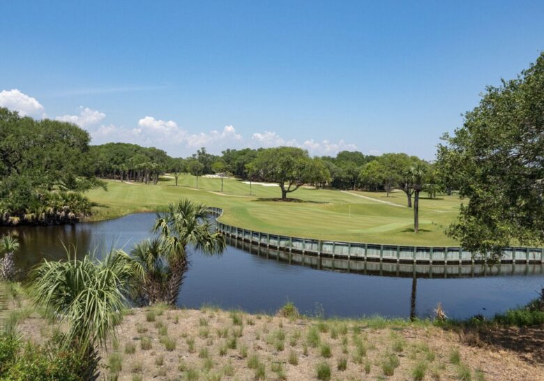 18th hole of golf course view