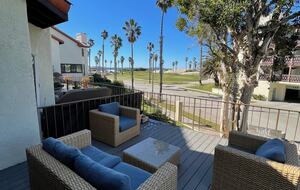 Home Exchange in Oxnard, CA outdoor patio with cozy lounge