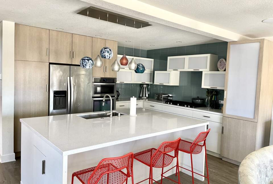Home Exchange in Oxnard, CA modern kitchen with upgraded details