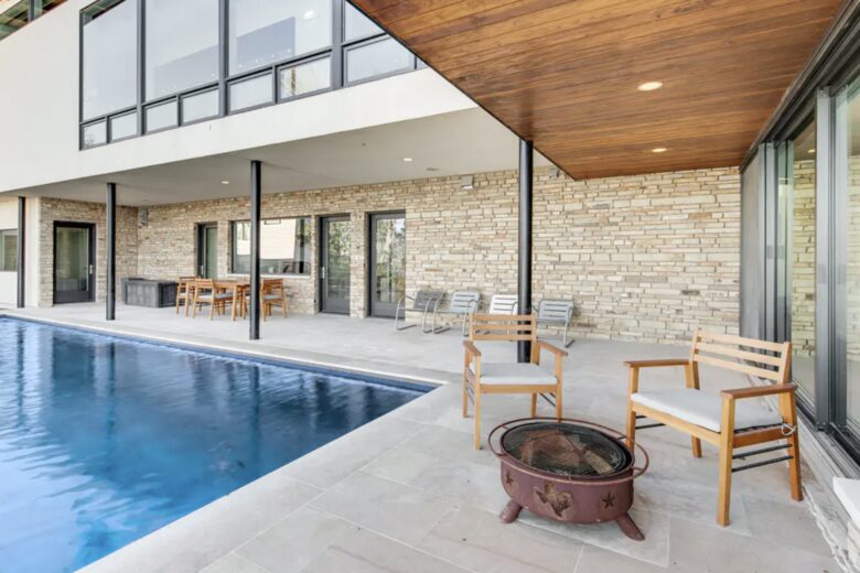 Home Exchange in Austin, TX patio with two fire pits
