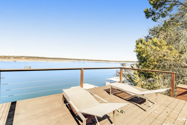 Home Exchange in Austin, TX tanning deck over the lake