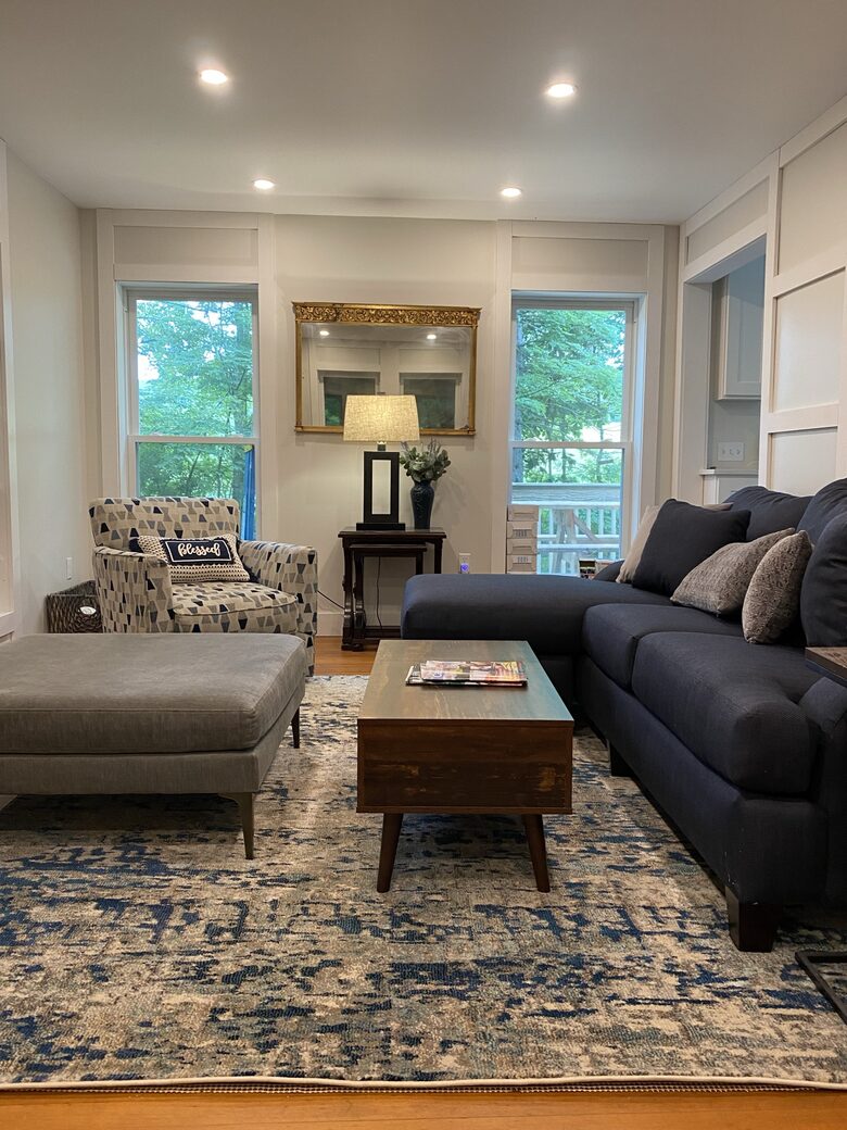 Home Exchange in Hillsdale, NY family room with cozy sectional