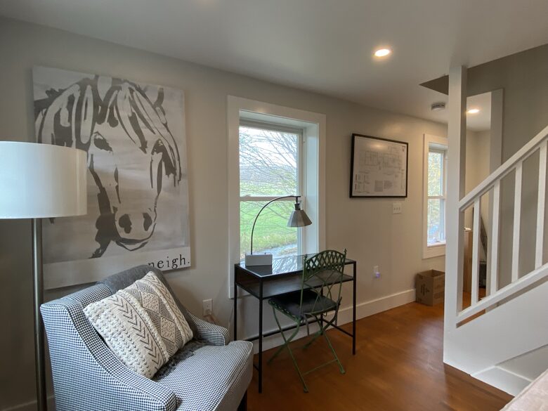Home Exchange in Hillsdale, NY writing desk and warm wood floors