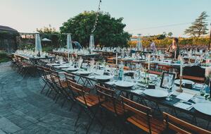 Home Exchange in Napa, CA party set up with lots of guests