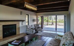 Home Exchange in Napa, CA cozy family room with fireplace