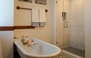 Home Exchange in Napa, CA free standing tub and walk in shower