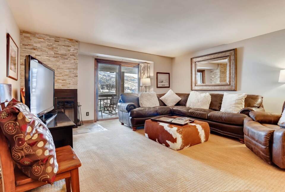 Den with fireplace