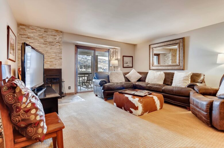 Den with fireplace