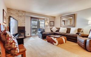 Den with fireplace