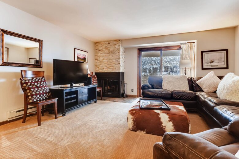 Den with fireplace