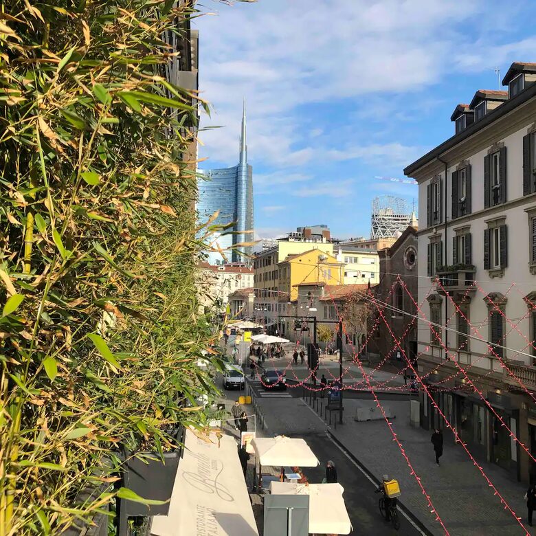 View towards Corso Como from balcony.