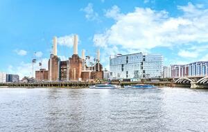Battersea Power Station and Circus West from the river