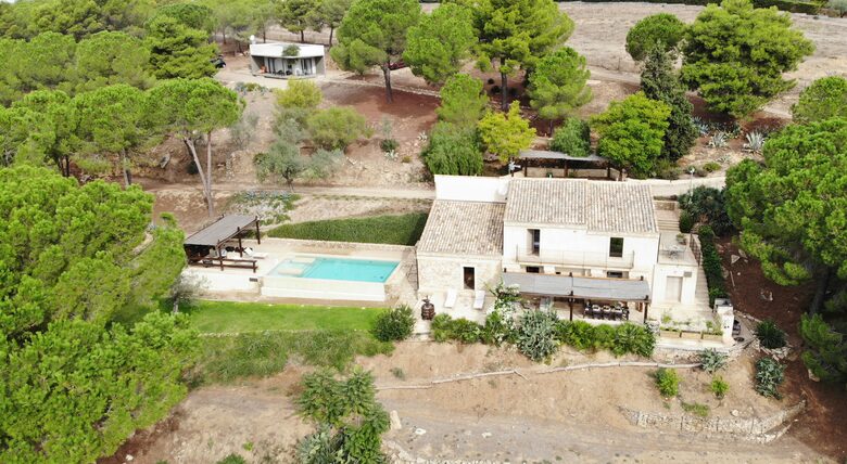 overhead view with dependence shown behind main house