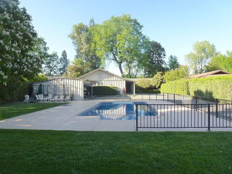 Front yard with sport pool