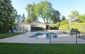 Front yard with sport pool