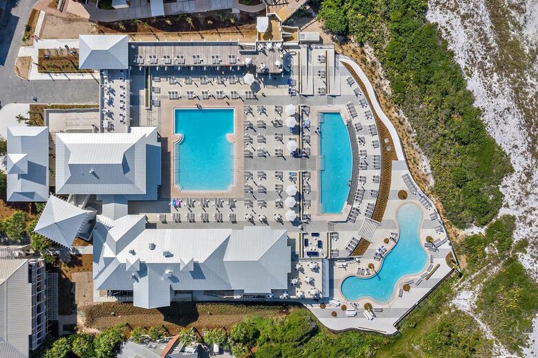 3 beach pools. Food/Adult Bevarage chair-side. Gated Access.
