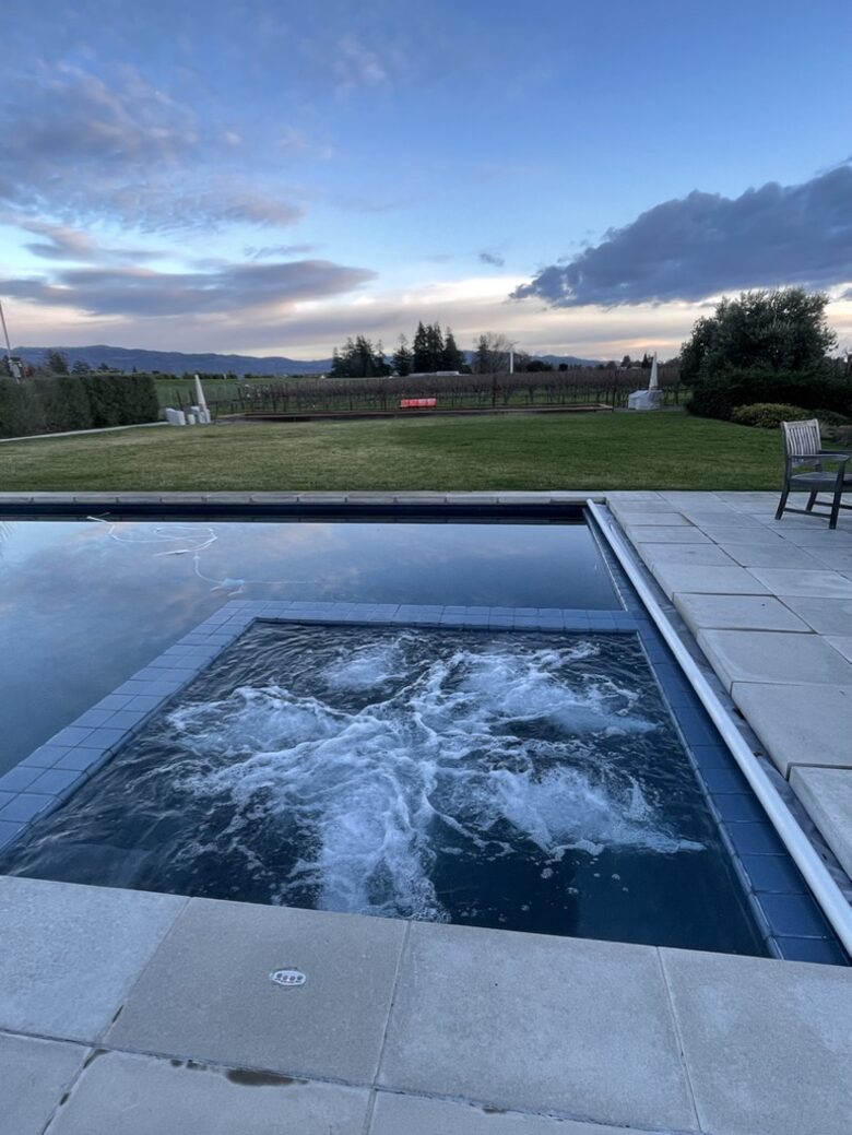 The spa at dusk.