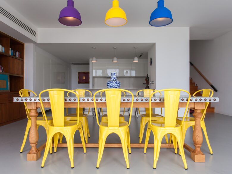 The dining table looking towards the Poliform kitchen