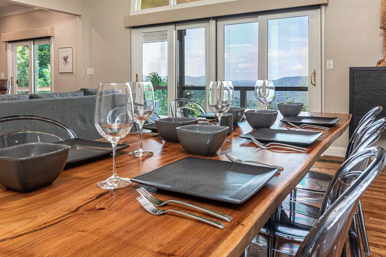 Custom live edge dining table seats plenty