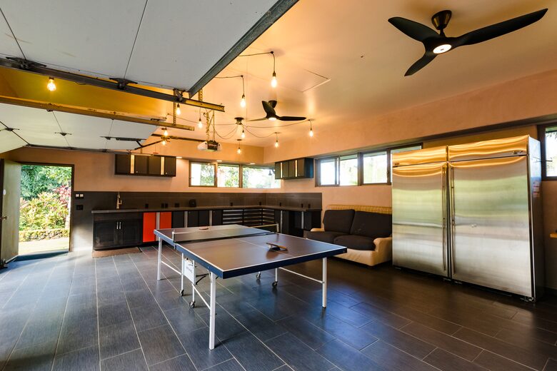 Finished garage.
