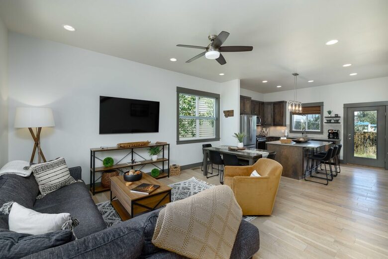 Open family room and kitchen