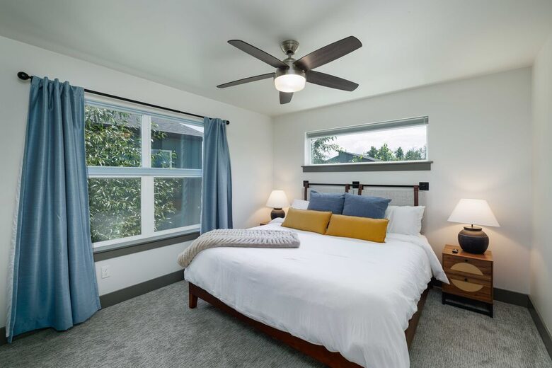 Primary bedroom with king bed