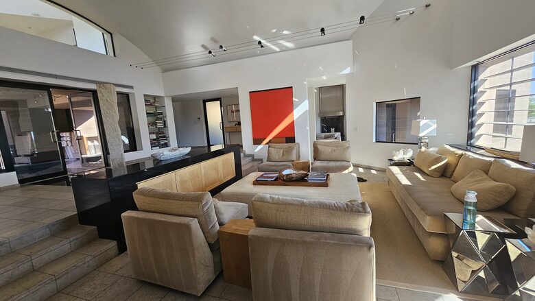Sitting Room with Fountain access to Patio