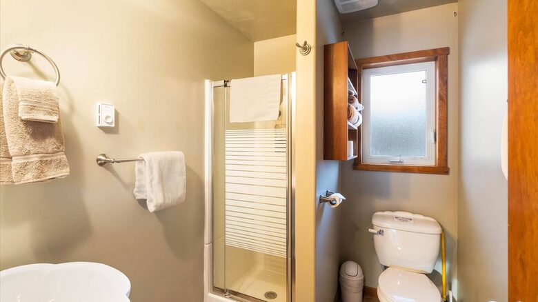 2nd bathroom with small shower (living room level)