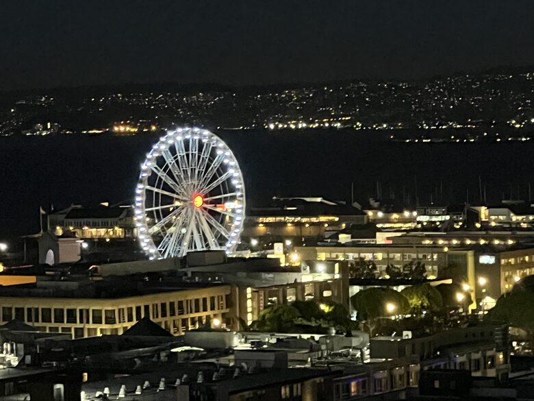 Night View Ferris Wheel from front deck