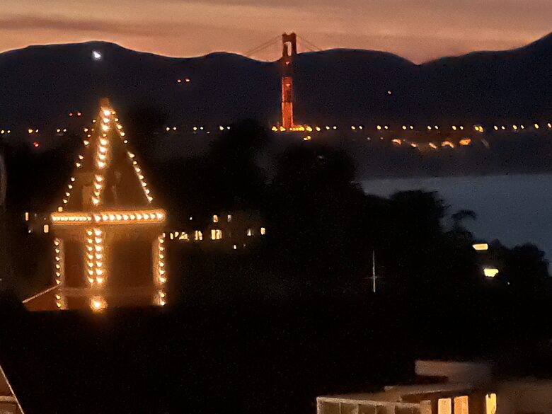 Night View Golden Gate Bridge and Ghirardelli Square