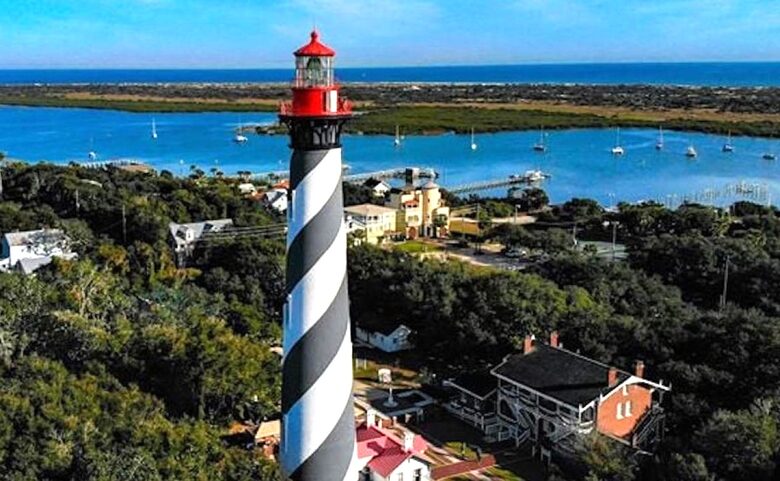 Scenic St Aug Lighthouse/Museum. Visitors climb to the top!