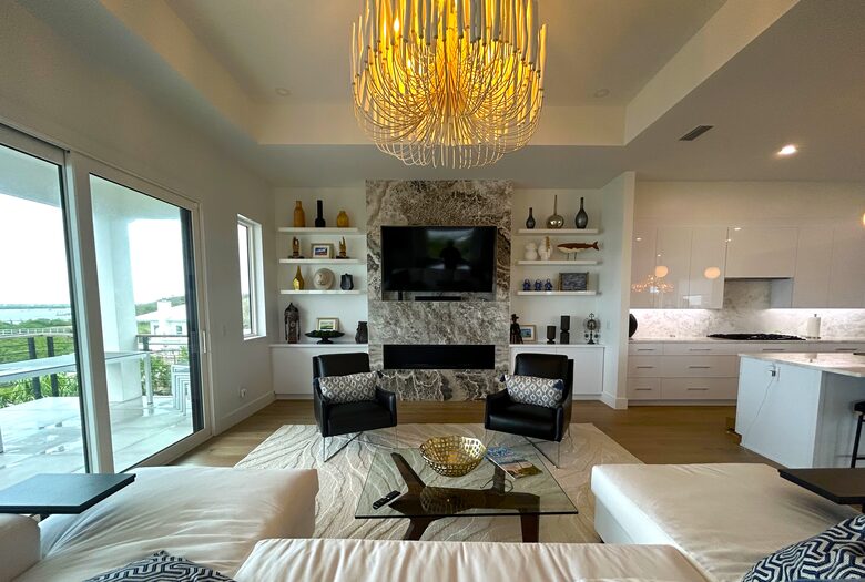 65" Smart TV w/ Sonos Soundbar and Linear Gas Fireplace