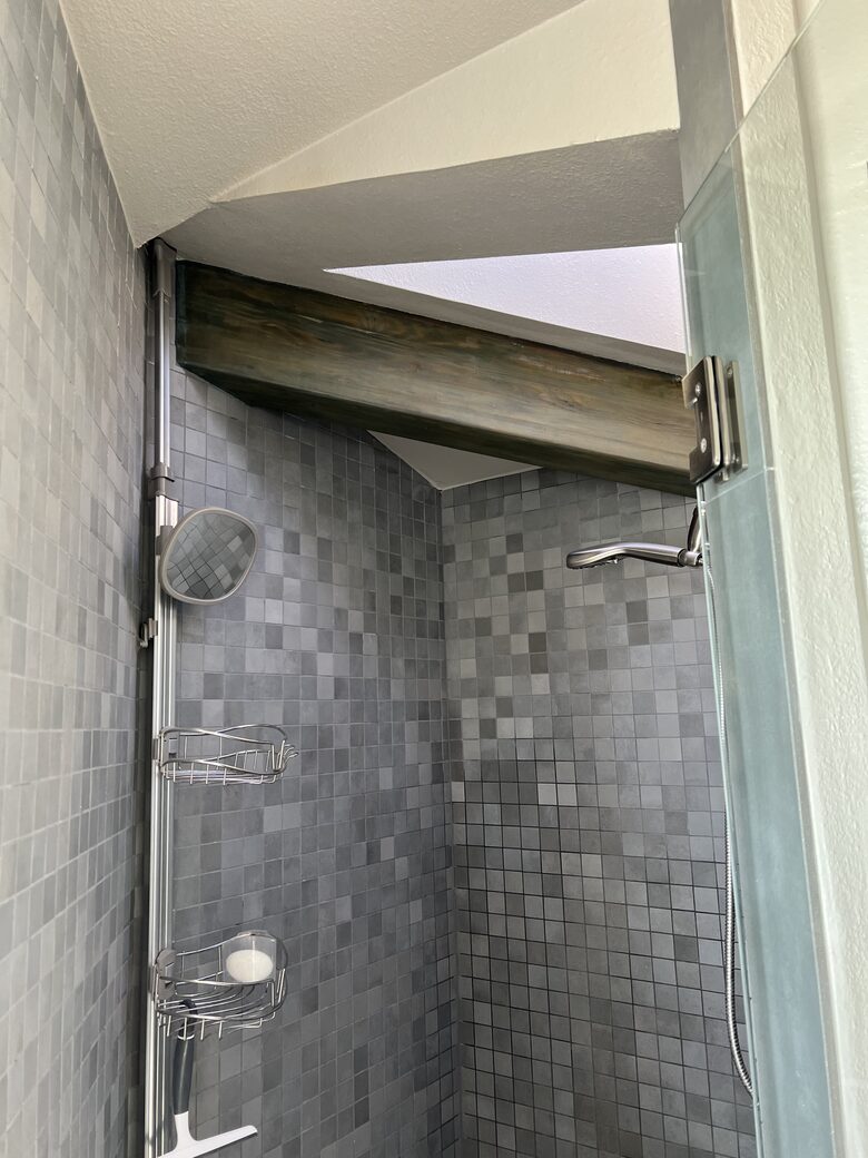 Primary bathroom shower stall.