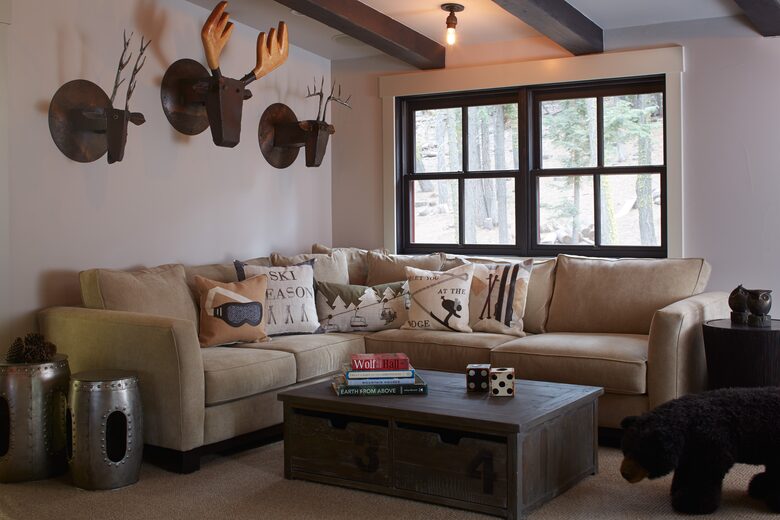 Upstairs bonus room with tv, art table for kids