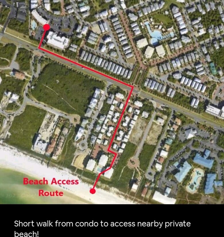 Short walk from condo to access nearby private beach!