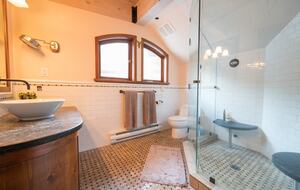 Upstairs Master bathroom with shower
