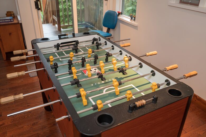 Have some fun playing foosball