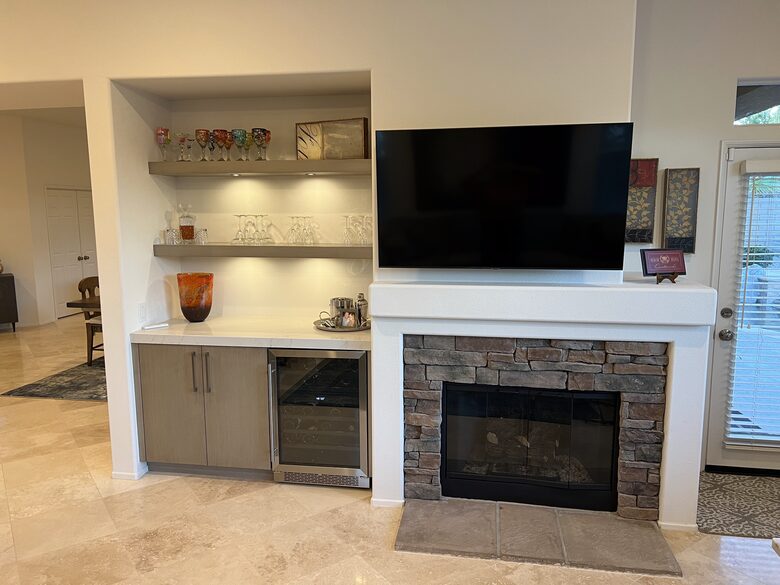 Bar and gas fireplace