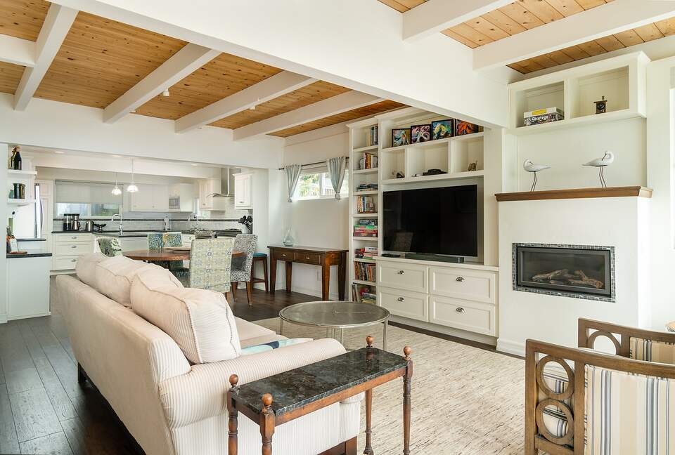 Living Room and Fireplace (looking into kitchen)