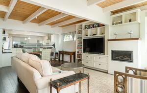 Living Room and Fireplace (looking into kitchen)
