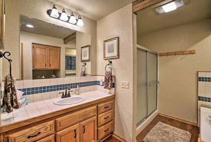 Primary bathroom on first floor, with Jetted tub