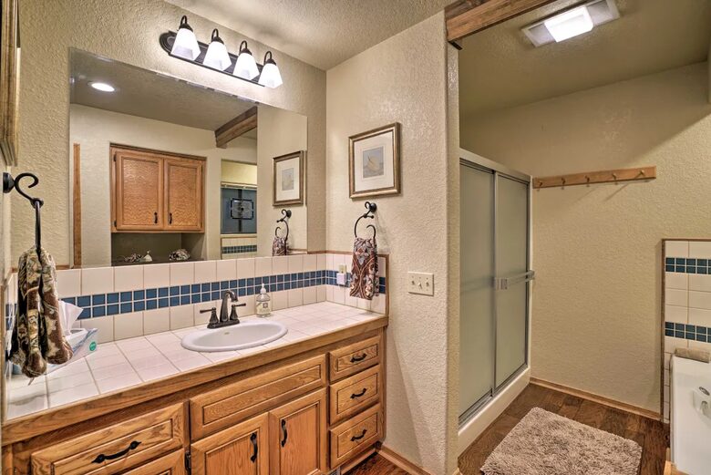 Primary bathroom on first floor, with Jetted tub