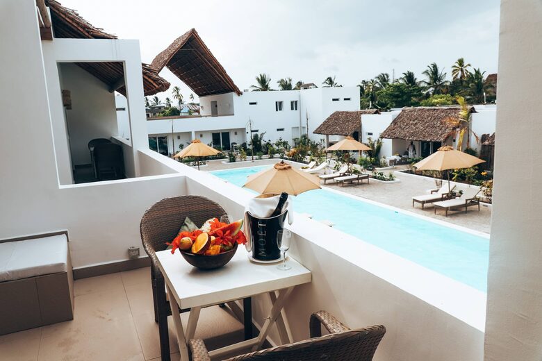 A Premium Room with Terrace and Pool at the Dhow Inn Boutique Hotel Zanzibar - Paje, Tanzania