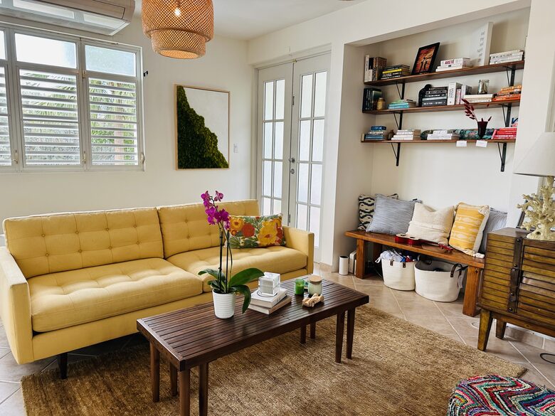 Living room with cozy reading nook