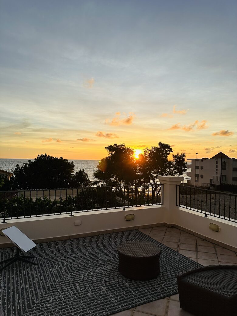 Large roof deck with spectacular sunsets daily